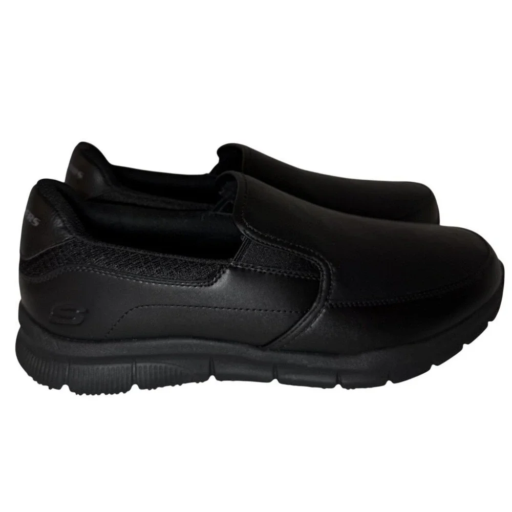 SKECHERS Men's Relaxed Fit Nampa Groton SR Slip Resistant Work Shoe Black Sz 8